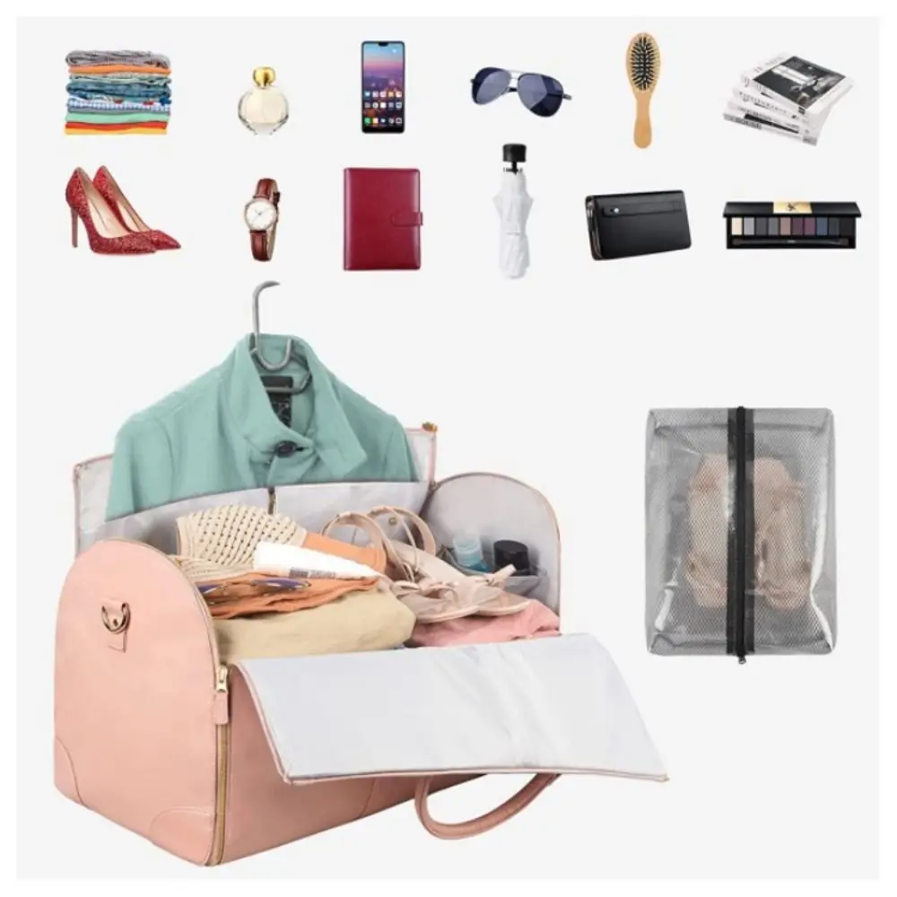 Foldable Travel Clothing Bag Large Capacity Portable Laundry Carrier Comfortable Handle Waterproof Hanging Suitcase Flight