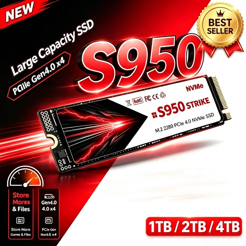 M.2 Nvme 4Tb Pcie 4.0 Ssd - SSD interno S950 Original PCIe 4.0