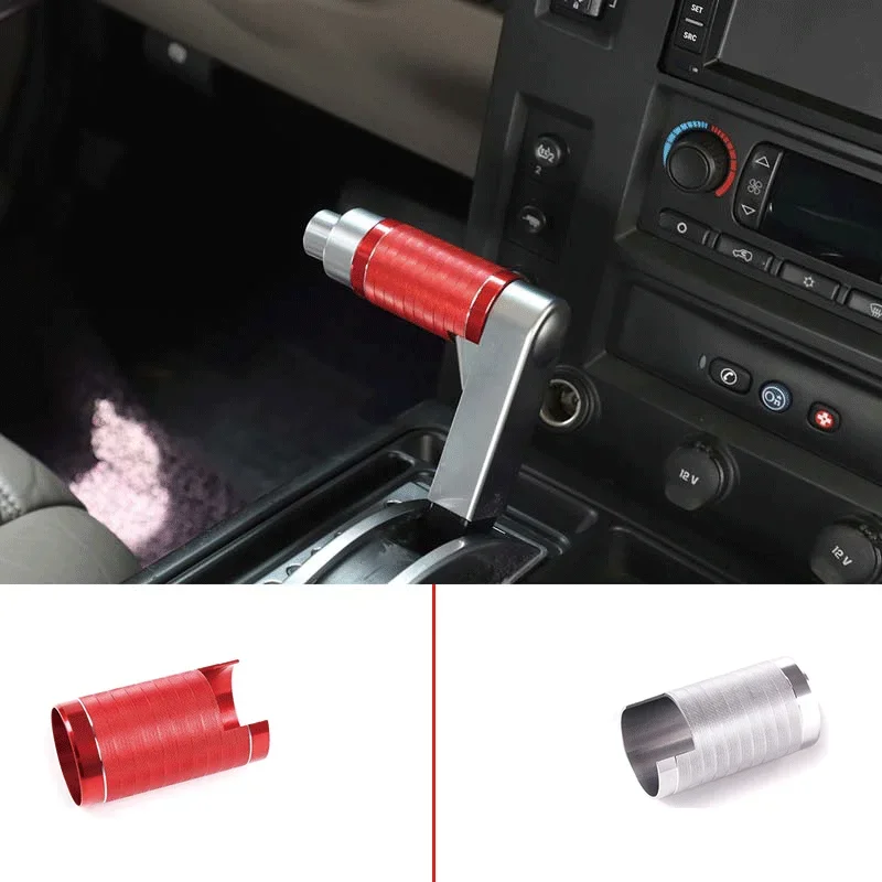 

For Hummer H2 2003-2007 aluminum alloy silver car center shifter sleeve decorative sticker car protection accessories