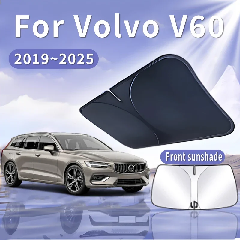 

Foldable Car Sun Visor For Volvo V60 2019~2025 2020 Front Windshield Sunshade Heat Insulation Summer Cooling Auto Accessories