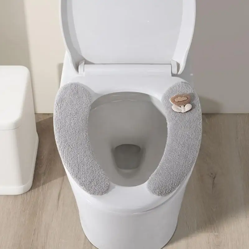Neuer Verkaufsschlager: Plüschiger, Warmer, Dicker Gepolsterter Toilettensitzbezug, Rutschfeste Weiche Toilettensitzauflage, Badezimmer-Accessoires