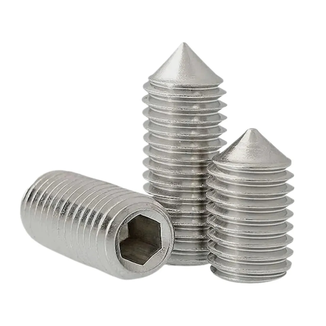 10pcs 304 Stainless Steel Hex Hexagon Socket Cone Point Set Screws Grub Screw M2 M2.5 M3 M4 M5 M6 M8 M10 M12