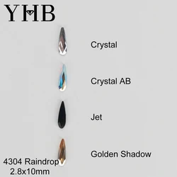 YHB Glitter Crystal Strass Flatback Hotfix Raindrop Shaped Rhinestones For Shoes Bags Phones Fabric Garment Nail accessories