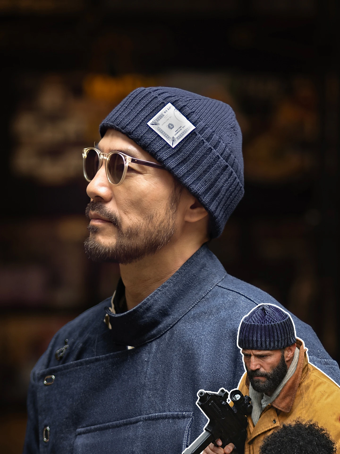 Retro Knitted Woolen Cap Men's Warm Winter Hat Overhead Style Large Head Size Cold Weather Fashion Accessory by Gu Shu De Zhe