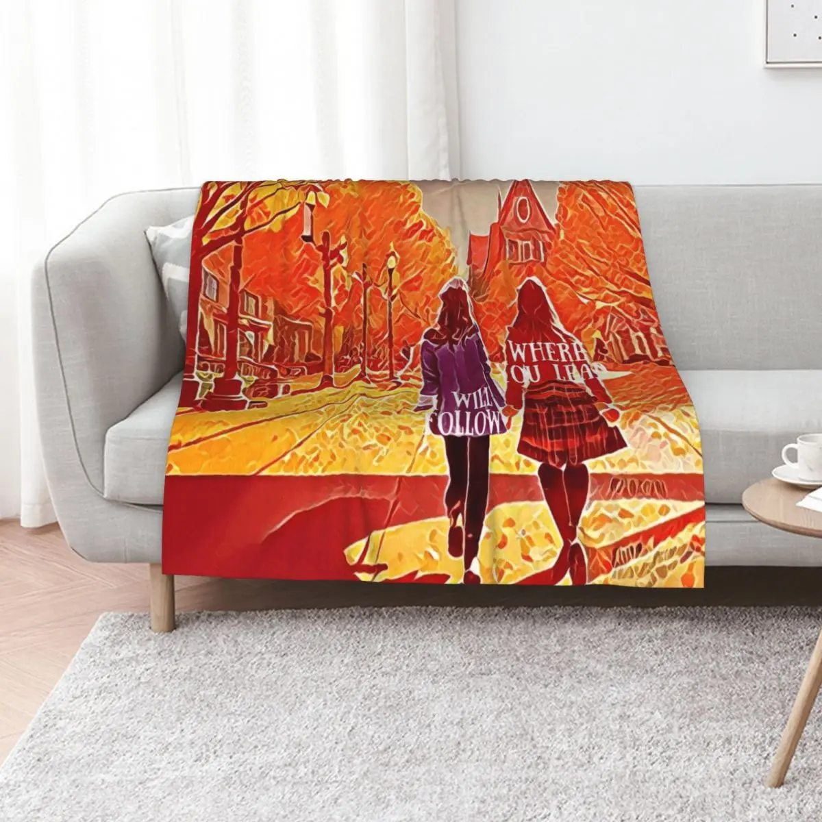 Where You Lead I Will Follow - The Girls Walking in Autumn - Gilmore Throw Blanket Blankets For Sofas Vintage Blankets