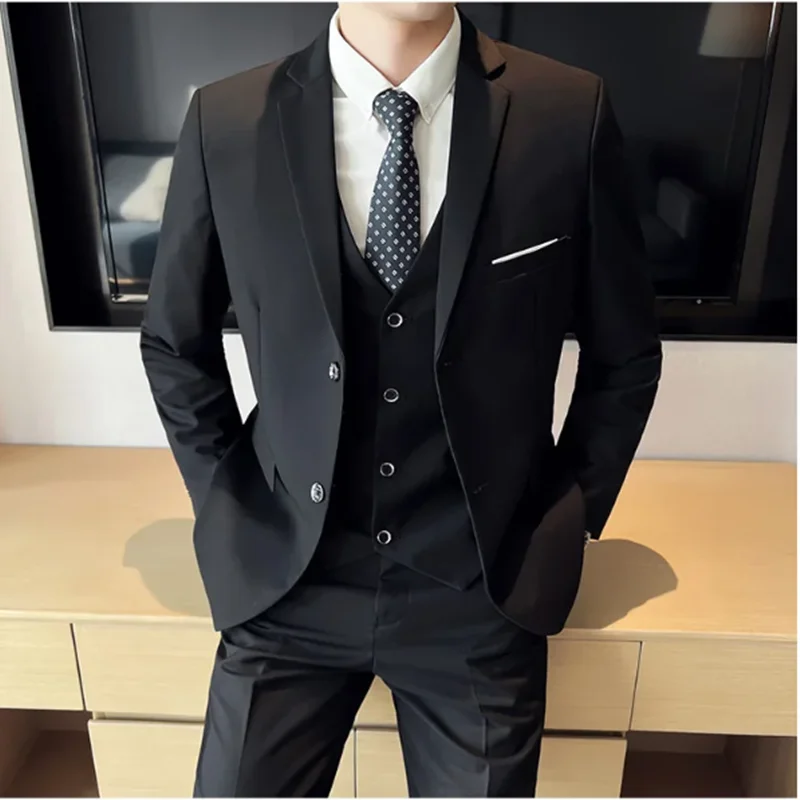 

Men Formal Slim Fit Tuxedo Prom Suit Male Groom Wedding Blazers High Quality Groomsman Luxury Dress Business Banquet Party Suit