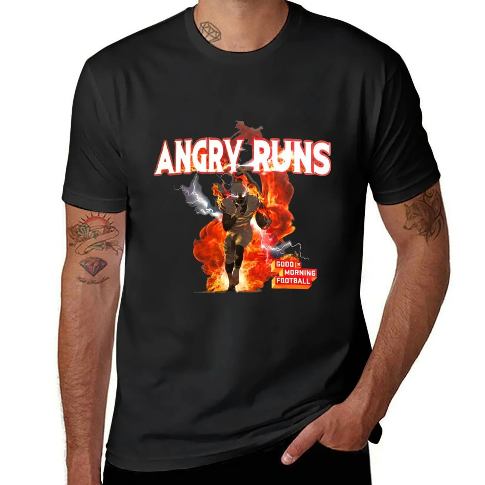 

Angry Runs - Good Morning Football T-Shirt oversized graphic tee vintage customs mens graphic t-shirts hip hop