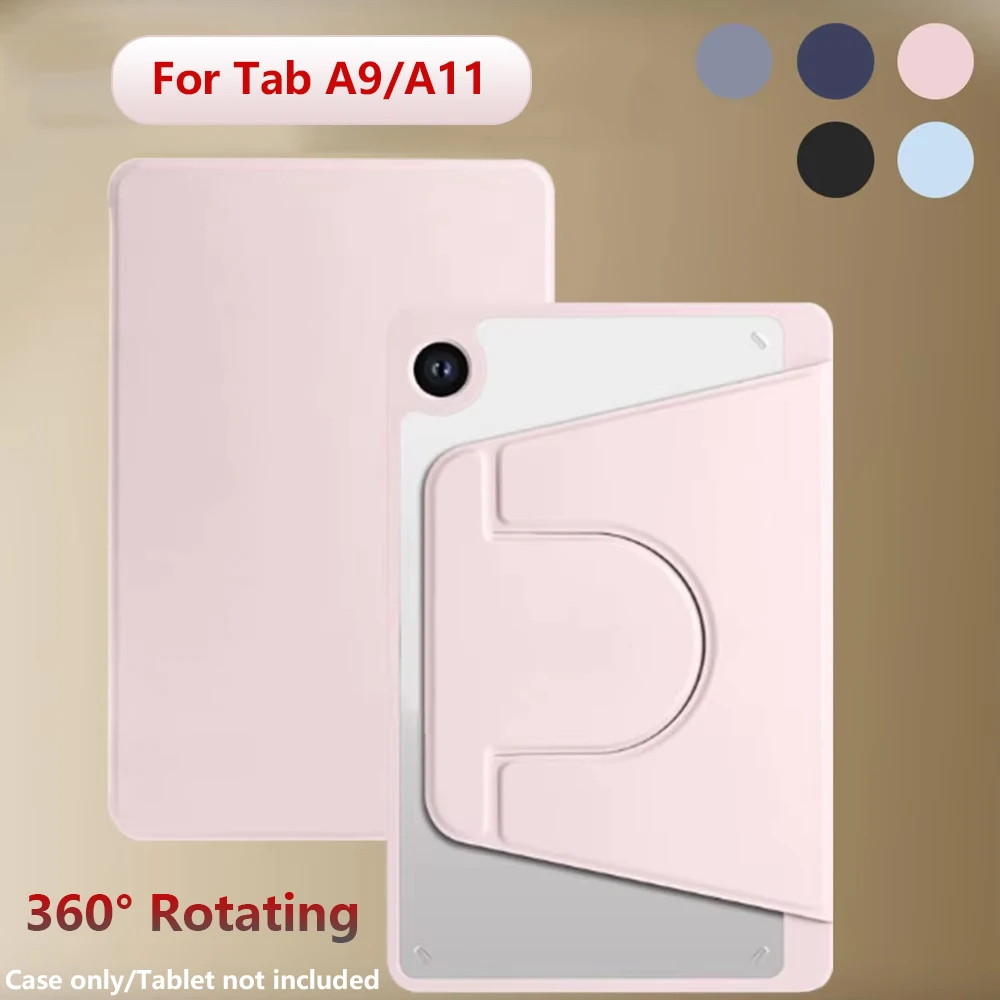 Acryl 360 °   Drehbare Hülle für Samsung Galaxy Tab A9 / Tab A11, transparente Rückseite mit Stifthalter und automatischer Schlaf-/Wachfunktion