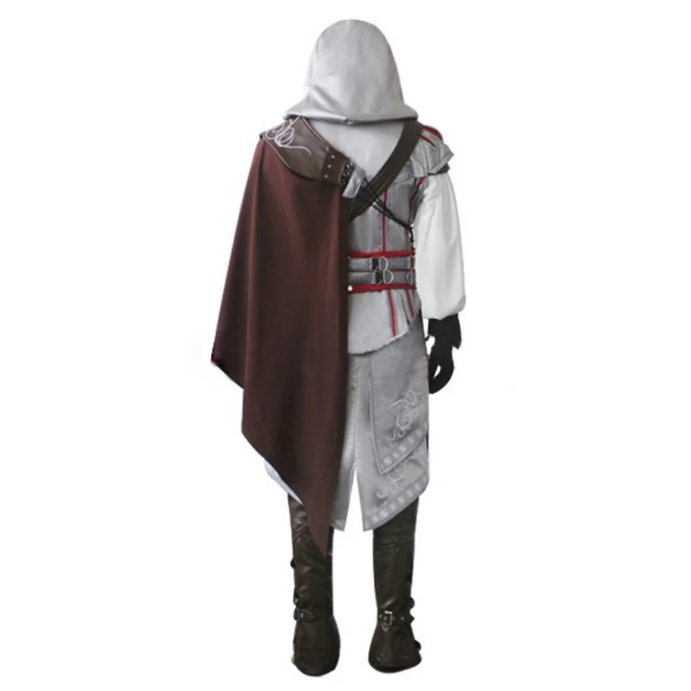 زي لعبة Ezio Auditore التأثيري للبالغين زي القتال فانتازيا بدلة الهالوين لحفلات الكرنفال النبيل ملابس المعركة التنكرية