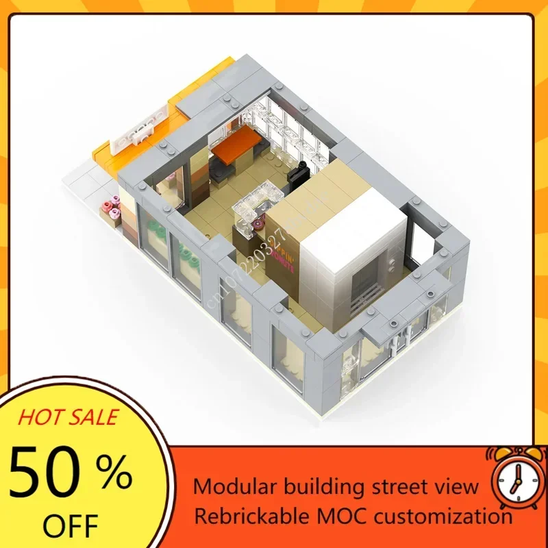 819PCS LOFT 77 & Dippin' Donuts Modulare MOC Creativo vista stradale Modello Building Blocks Architettura Modello di assemblaggio Giocattoli Regalo