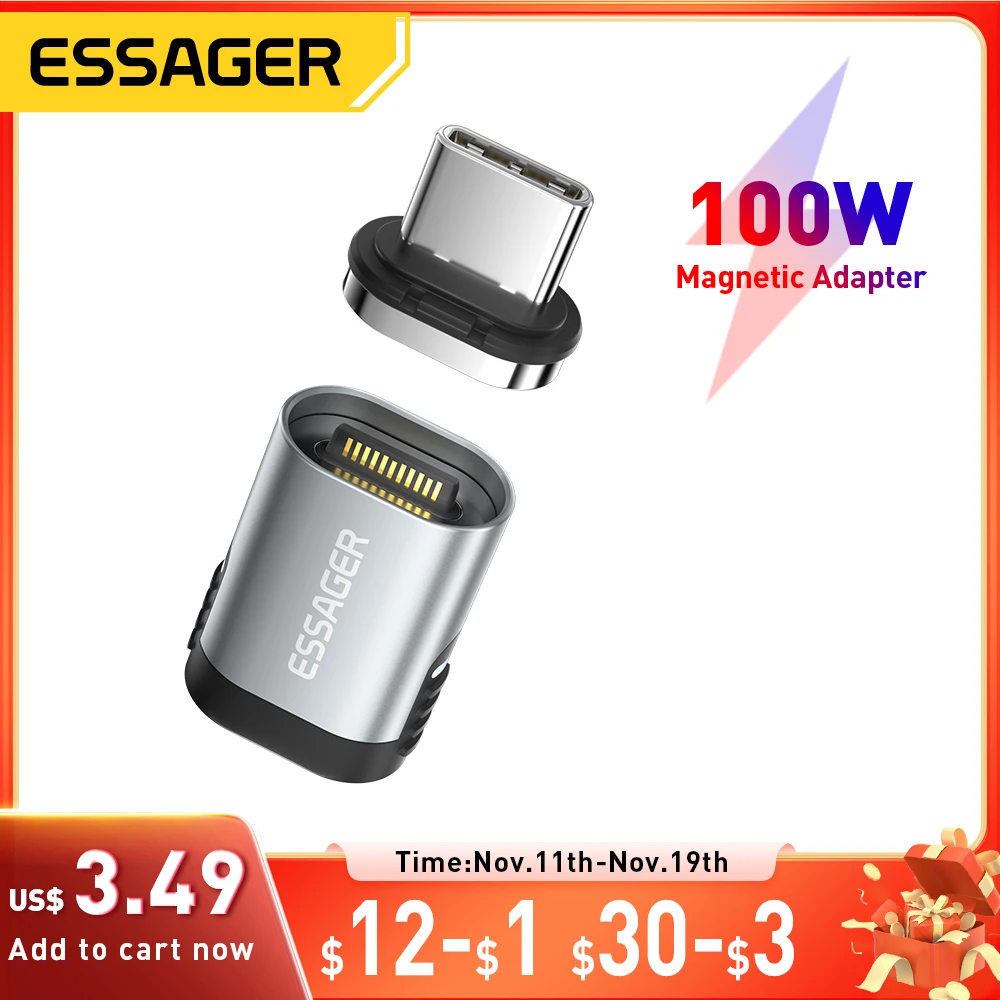 

Essager 100W Magnetic Adapter 24Pins USB Type C PD 3.0 Fast Charge Cable Converter for Ipad Pro Macbook Magnet Adapter Connector