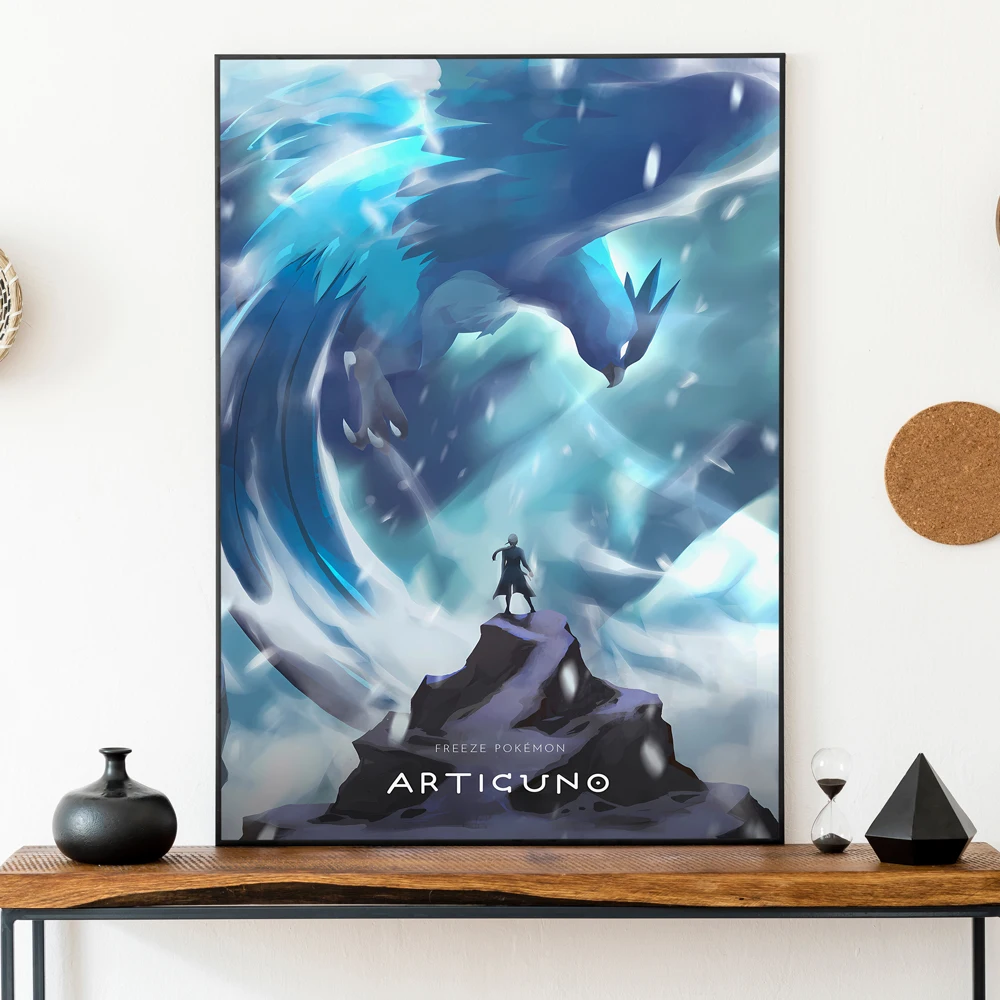 Pokemon Plakat Mew Canvas Art Malarstwo Pokój dzienny Plakat Prezenty Dziecko Figurki Postać z kreskówki Wystrój sypialni dziecięcej