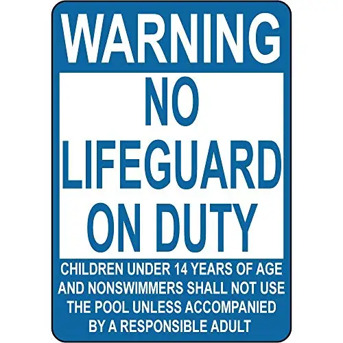 Metal Decor Tin Sign 12X8 Warning No Lifeguard Duty Children Under 14 Years Age Swimming,Iron Sign Painting Tin Sign Vintage Wal