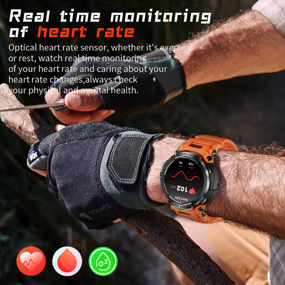 Новые спортивные часы для фитнеса на открытом воздухе, мужские умные часы с синим зубом, аккумулятор 600 мАч, умные часы с пульсометром, часы для здоровья, IP68, водонепроницаемые