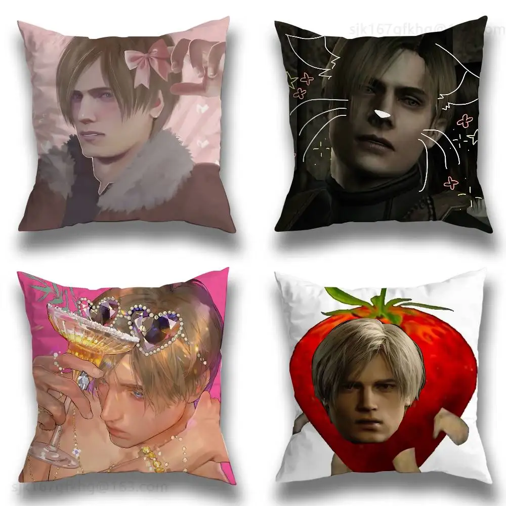 

L-Leon Kennedy Pillow Case Square Double-Sided Printing Short Plush Sofa Cushion Cover Bedroom Bedside Pillow