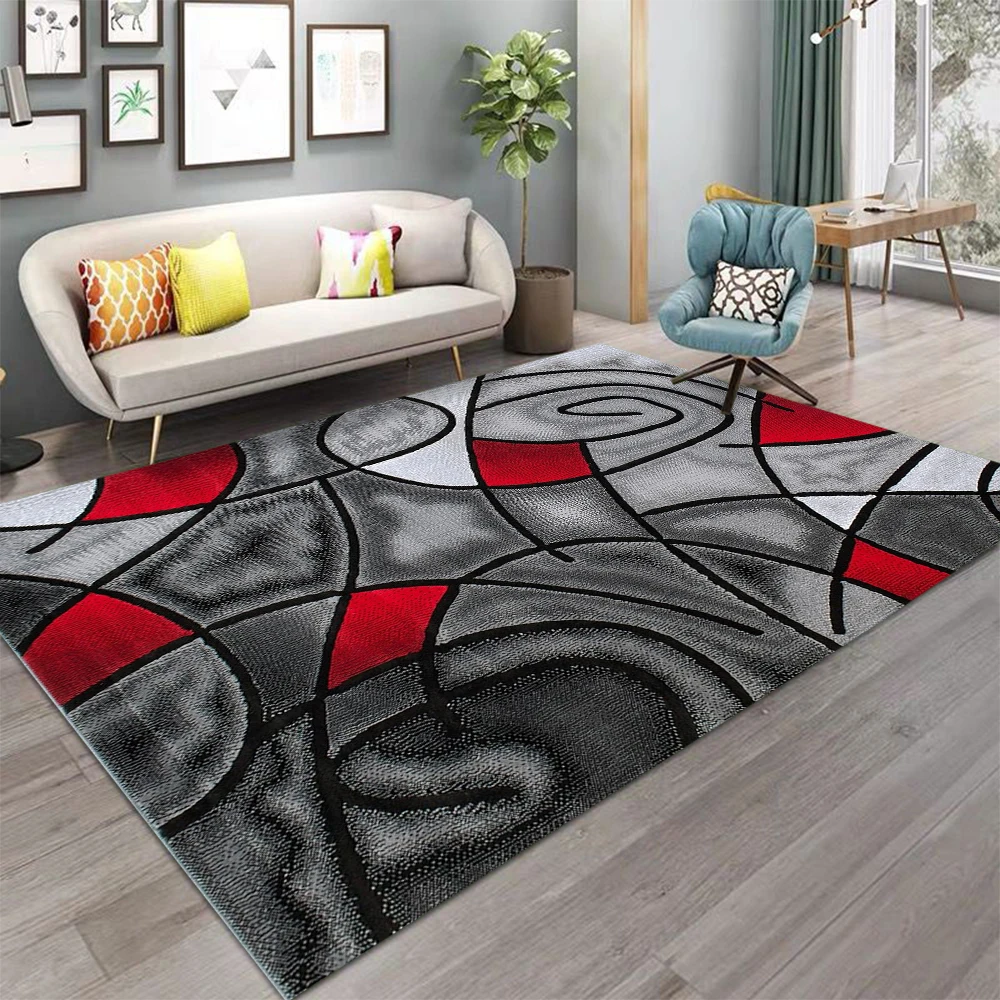 سجاد منطقة هندسية محايدة خضراء قابلة للغسل، سجادة كبيرة ناعمة تجريدية حديثة لغرفة المعيشة، مدخل غرفة النوم، المزرعة، غير قابلة للانزلاق #1