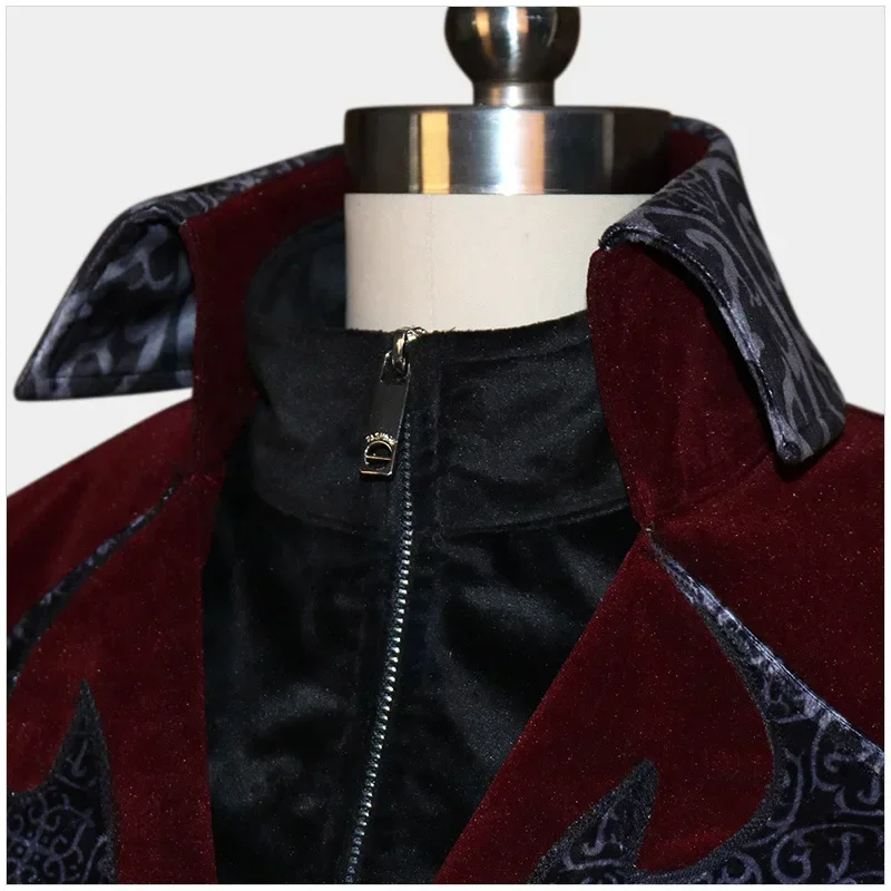 Medieval Cosplay Costume Men Corduroy Steampink Jacket Coat Embroidery Gentlman Tailcoat Tails Winter Jacket Gothic