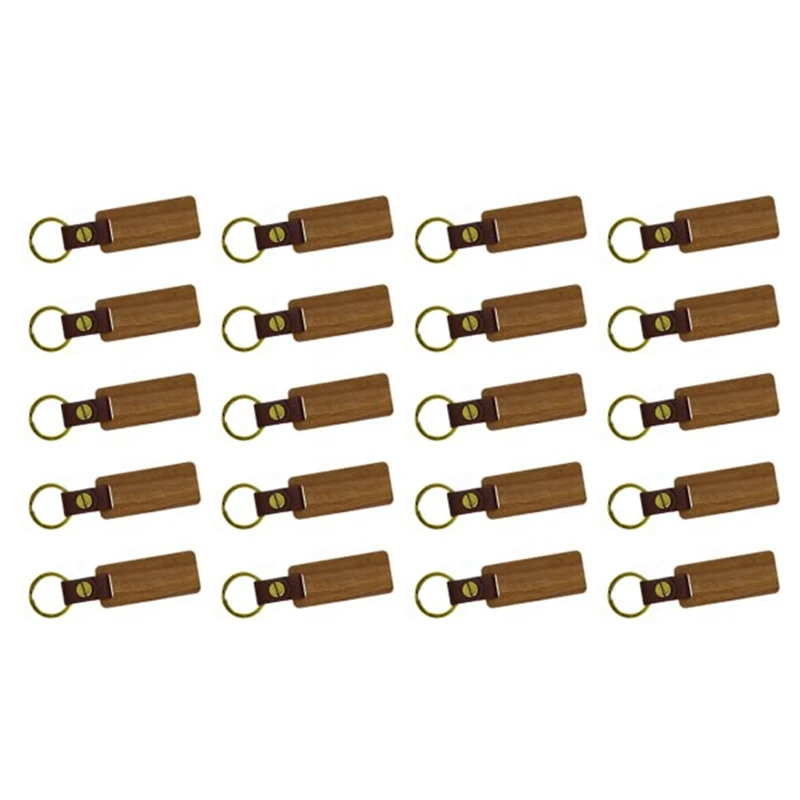 

20 PCS Unfinished Wood Crafts Unfinished Wood Keychain Blanks Wooden Walnut With Keyring For DIY