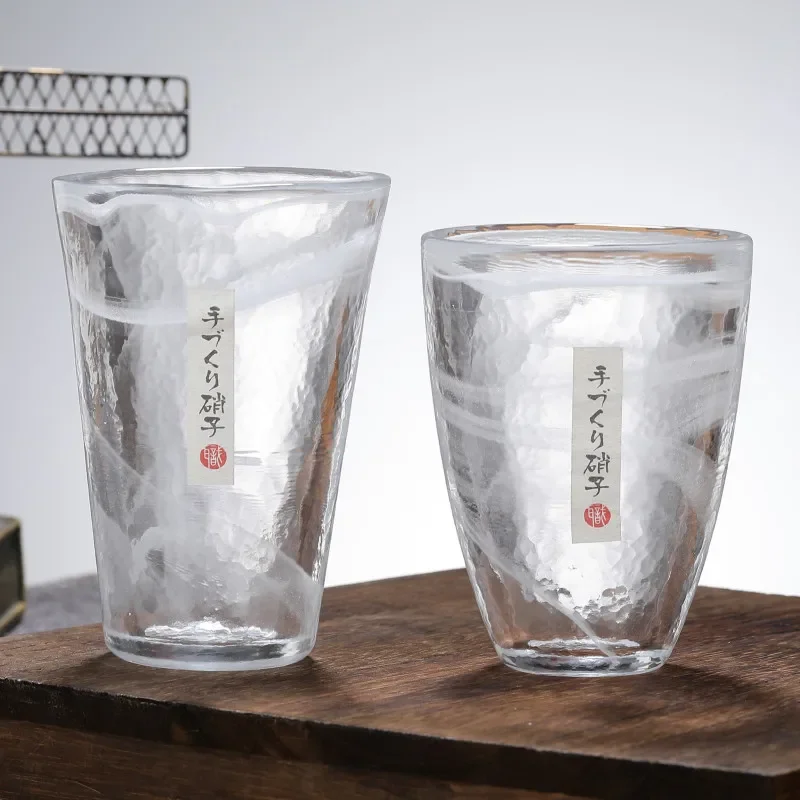 Japanese Household Japanese Style Handmade Smudge Cloud Hammer Pattern Glass Water Glass Wine Glass Teacup 1PC