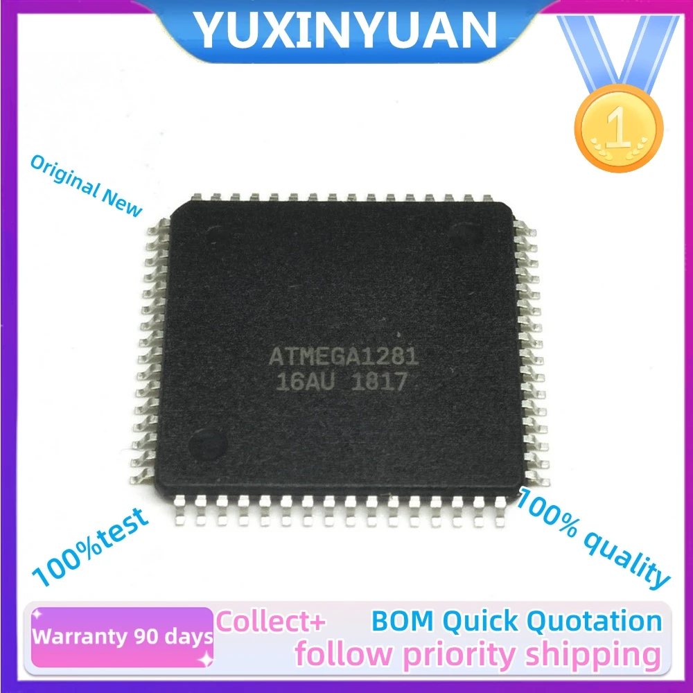 1Pcs/LOT  100%NEw  ATMEGA1281-16AU QFP  ATMEGA1281 ATMEGA1281-16 QFP64  YUXINYUAN  IC In stock ,100%test 