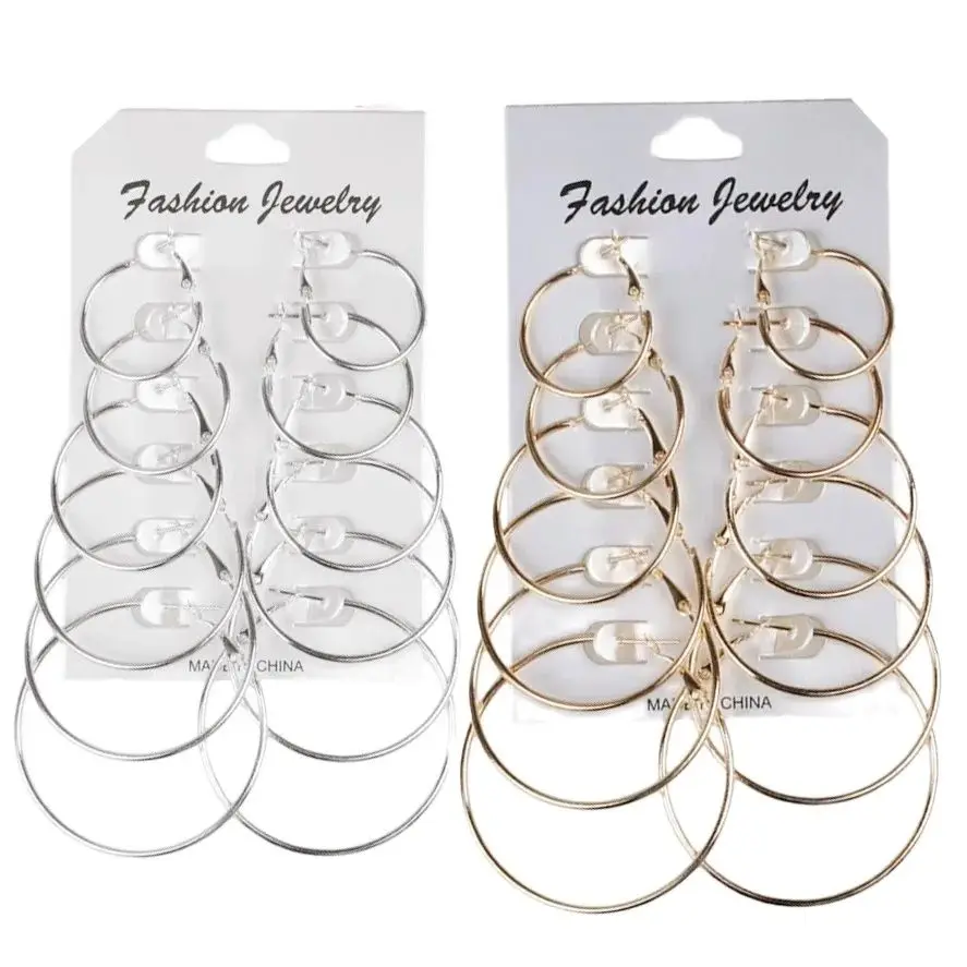 Hoop Earrings Set Big Circle Earrings Jewelry for Women Girls Ear Clip Punk Style Earrings Fashion Jewelry Accessories