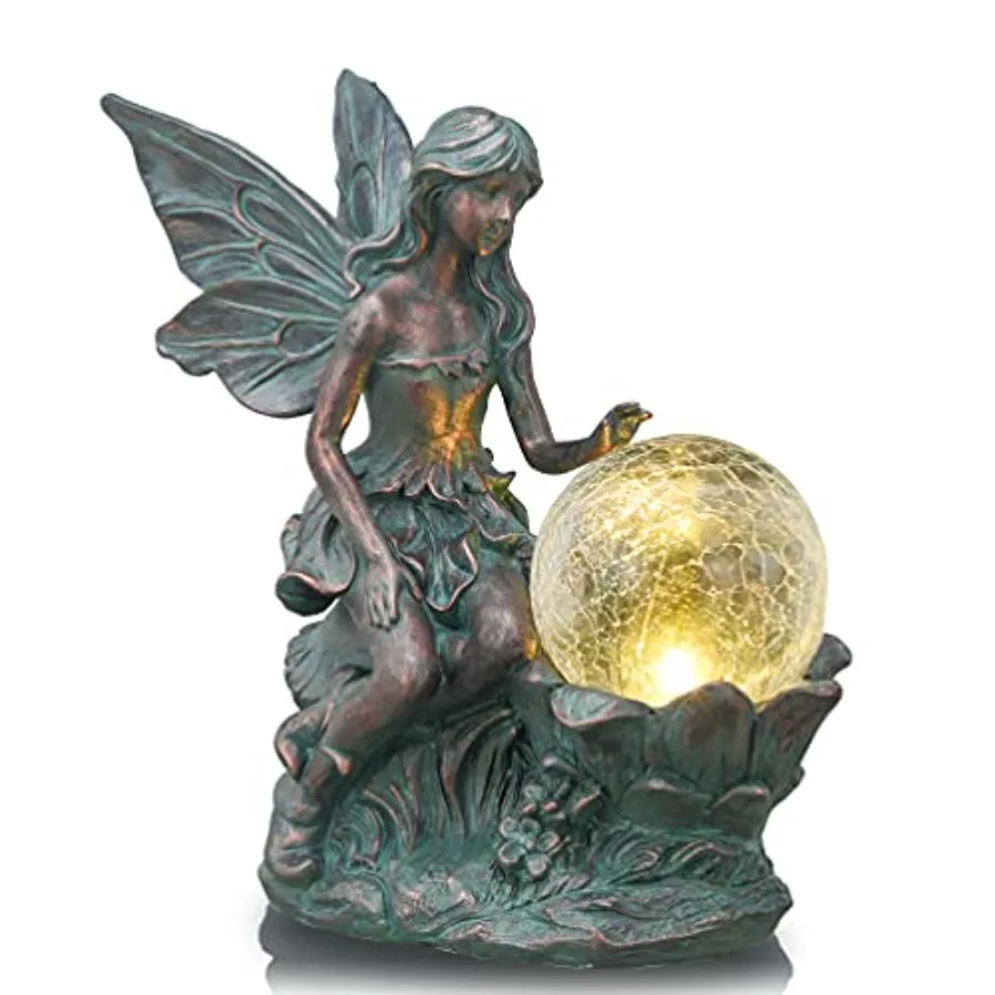 

Fairy Garden Statues with Solar Outdoor Light for Outdoor Decor Fairy Christmas Decorations Garden Decor Resin Sculptures with