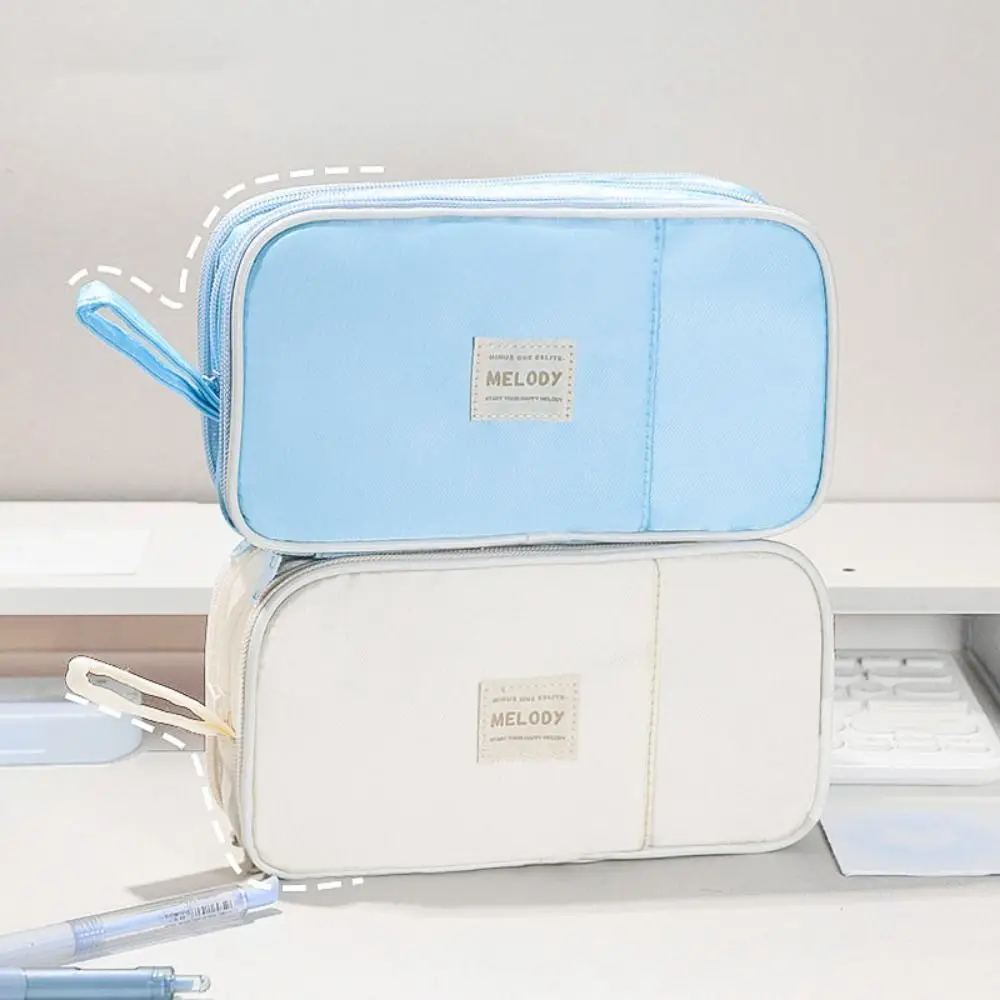 New Large Capacity Pencil Case Portable Double-side Pen Bag Canvas Creative Pen Box