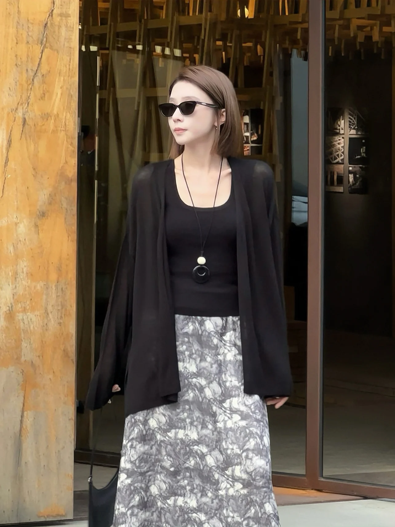 

Agel Elegance Bla Knitted Open Cardigan Summer Faionable Versatile Sun Protection Outerwear Premium Feel Commute Sle...