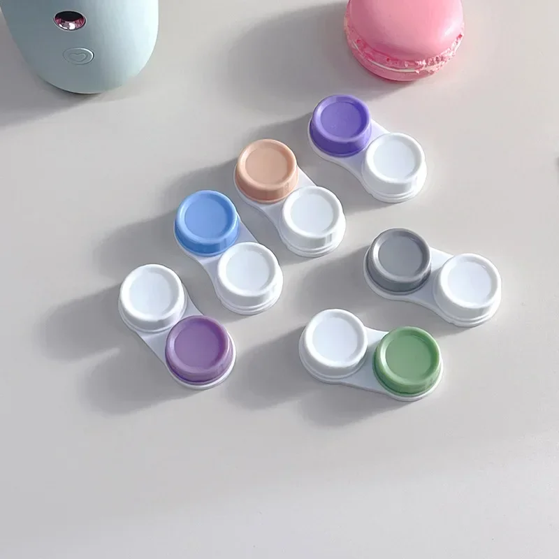 Hot 1Pc Colored Contact Lenses Case L+R Contact Lens Case For Eye Contact Travel Kit Lens Container Holder Small Eyewear