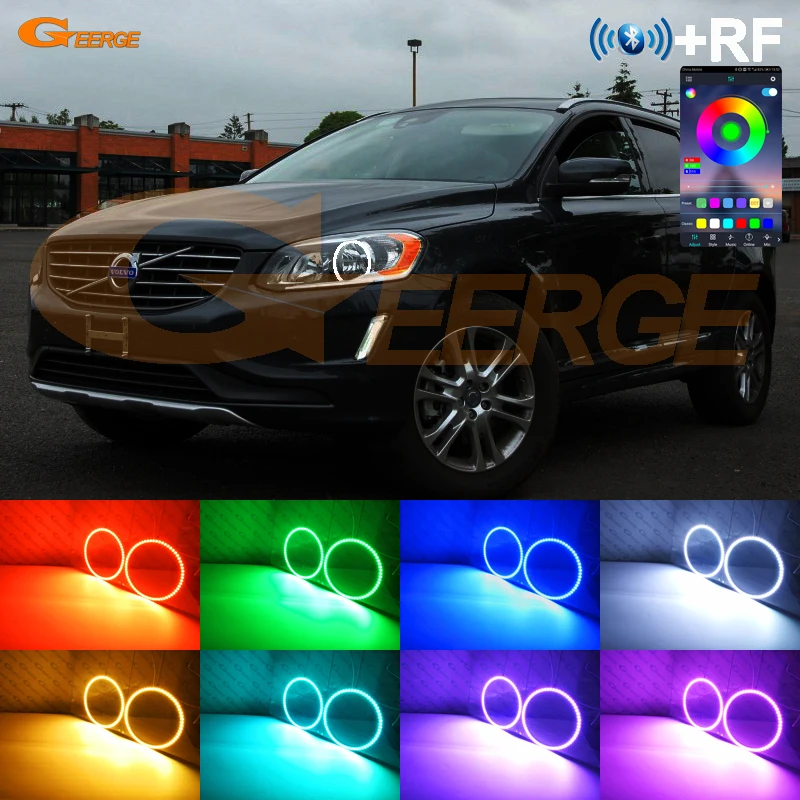 

For Volvo XC60 156 Facelift 2014 2015 2016 2017 Day Light Bluetooth APP Ultra Bright Multi-Color RGB LED Angel Eyes Halo Rings