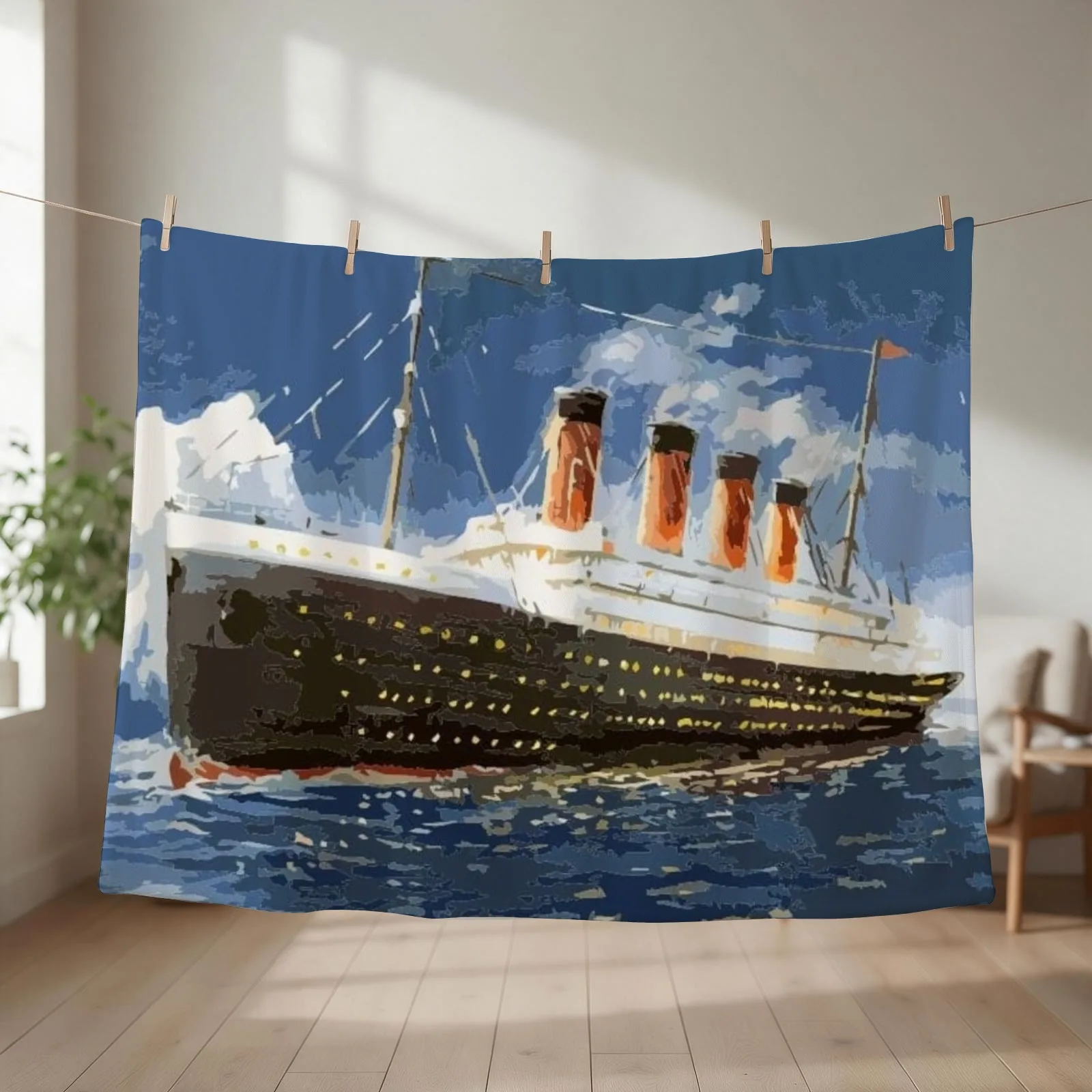 The most popular ship of all times, Titanic. Throw Blanket couch cozy soft plush fuzzy picnic outdoor blanket