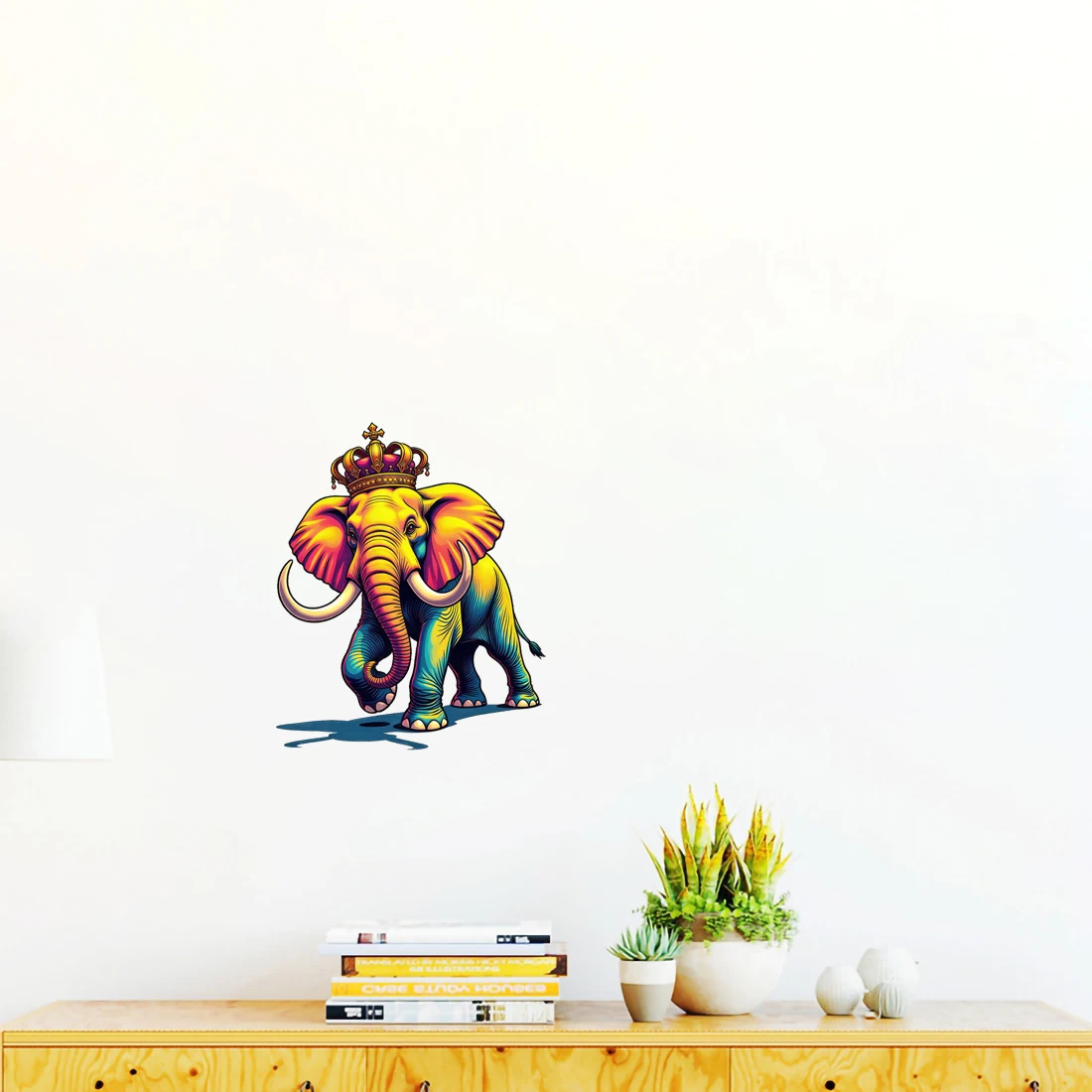 Three Ratels CD45  Golden Crown Elephant Art Wall Stickers for Home Decoration IPAD Stickers Car decals