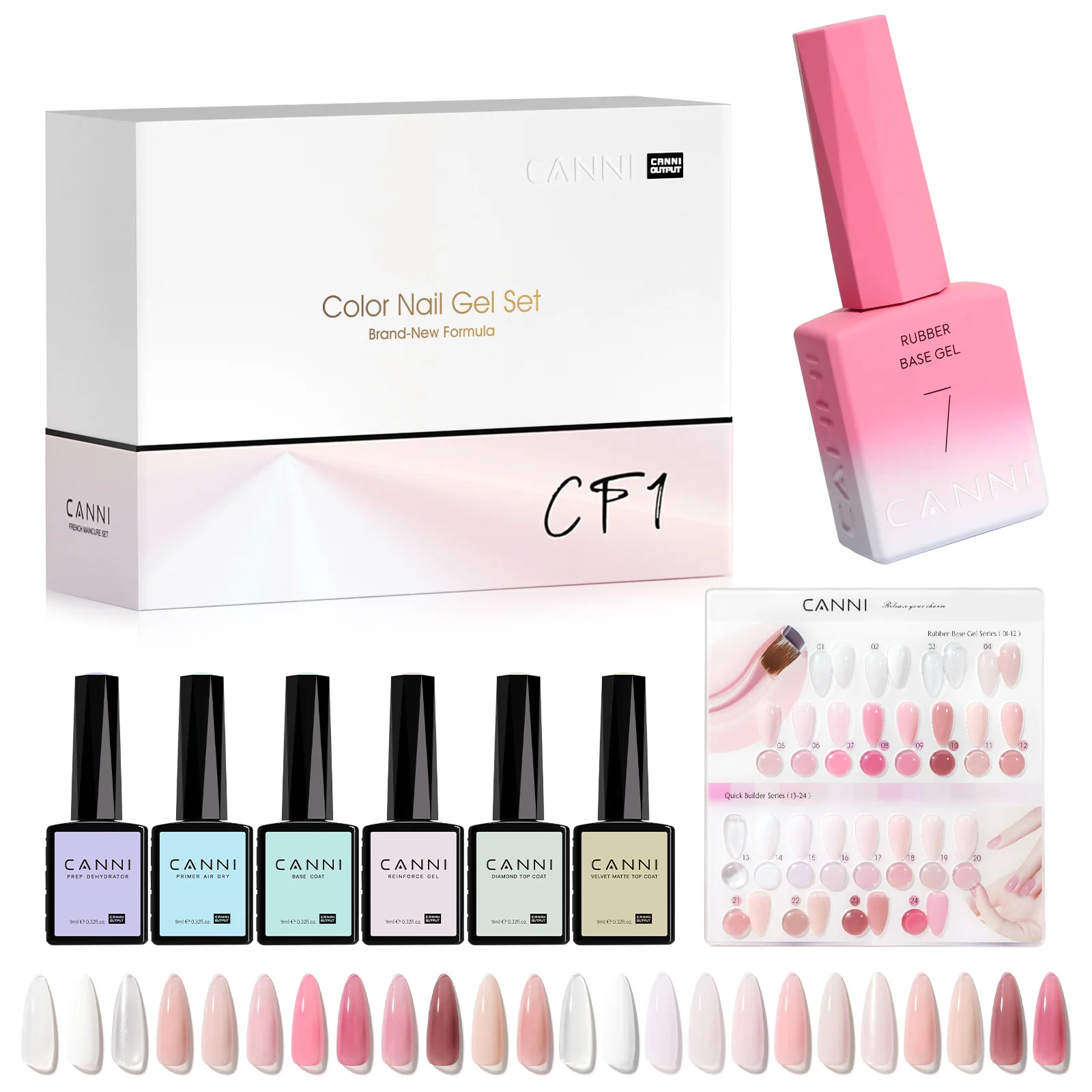 6 pièces/kit HEMA/TPO gratuit CANNI CF1 ensemble de vernis à ongles Gel de couleur gelée constructeur Gel à ongles en bouteille Construction UV Gel Semi-Permanent