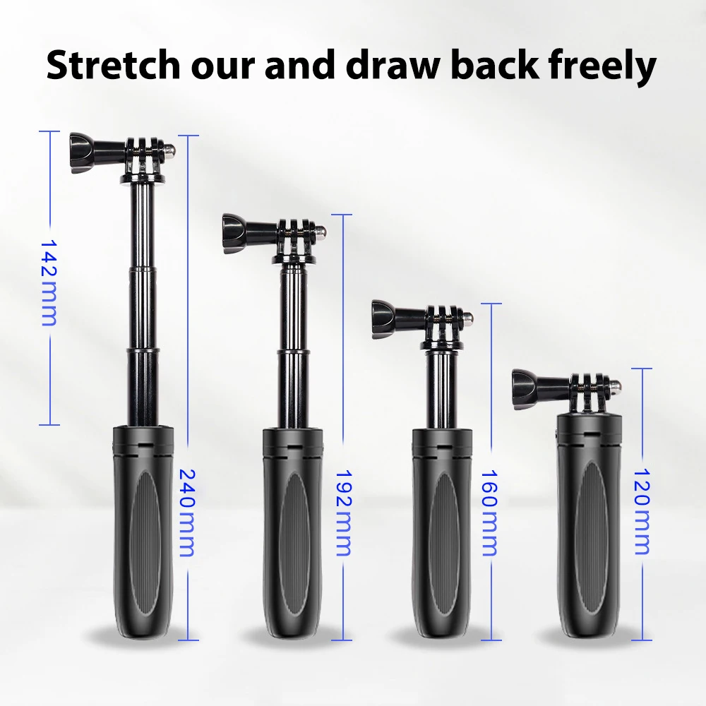 미니 개폐식 셀카봉 접이식 휴대용 삼각대, 고프로 히어로 12 11 10 9 블랙 인스타 360 X3 X4 DJI 액션 4 카메라용