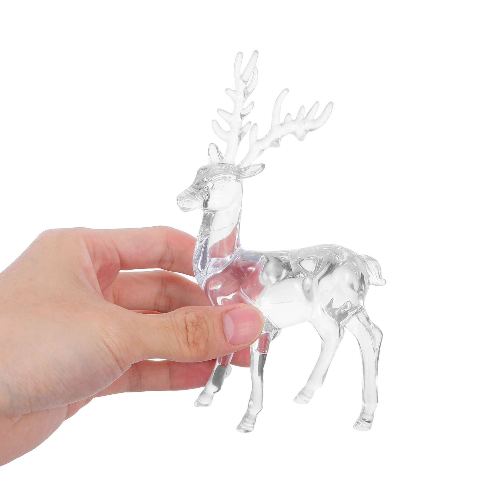 

2pcs Acrylic Christmas Reindeer Ornaments Transparent Deer Figurines Xmas Tree Elk Pendant Crystal Hanging Decor Fireplace
