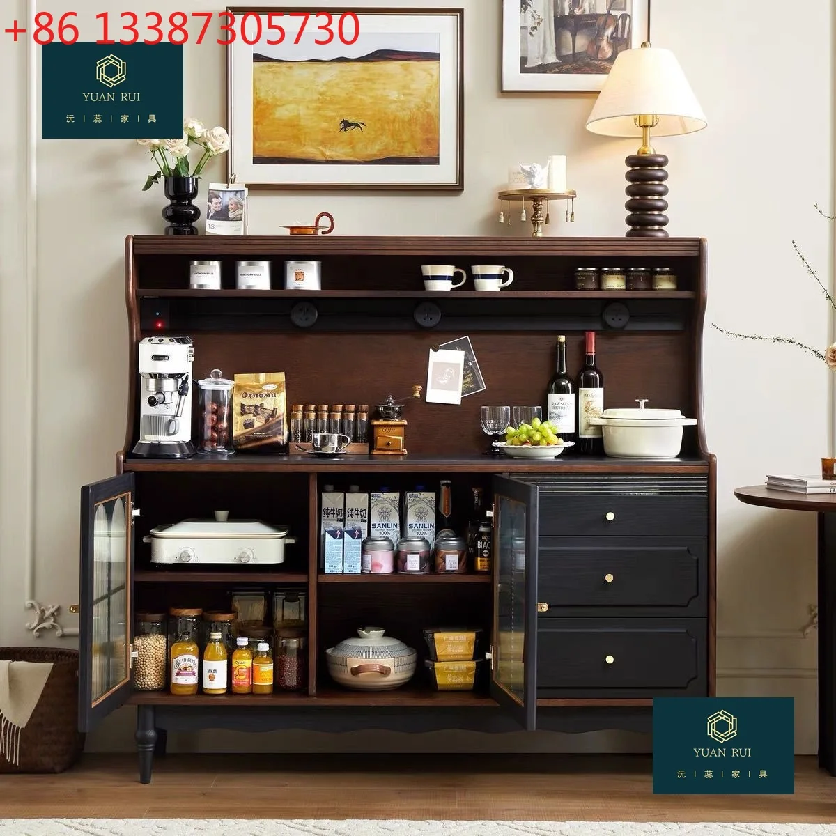 

Американский новый французский ретро-шкаф из массива дерева для столовой, средневековый шкаф для хранения вещей