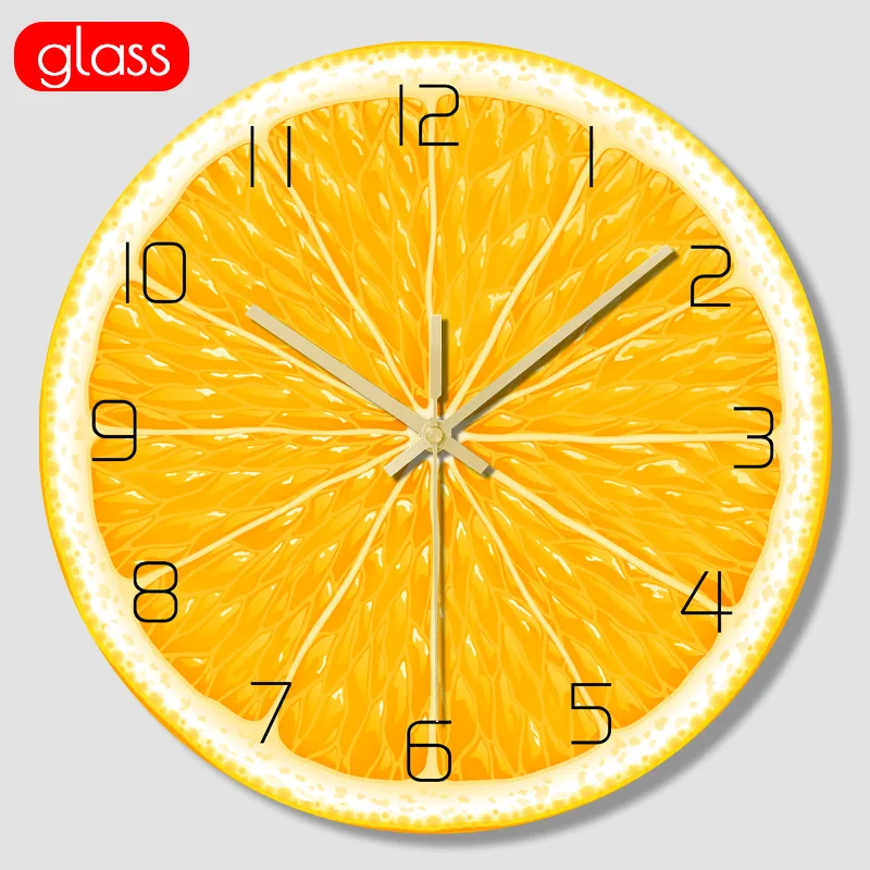 

12 inch Creative Orange Wall Clock Modern Wall Clock Kitchen Creative Wall Watches Home Decor Living Room Silent Clocks