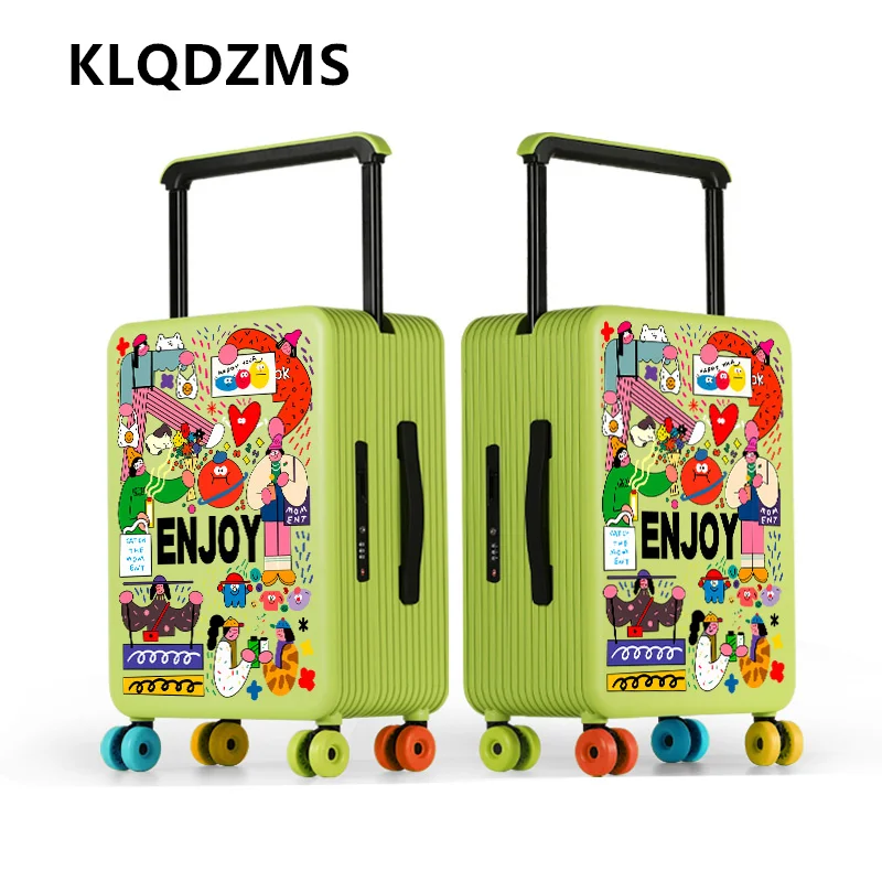 KLQDZMS Lightweight Suitcase 20 Inch PC Boarding Case 24“26” Large Capacity Trolley Case Cart Style Travel Bag Cabin Luggage