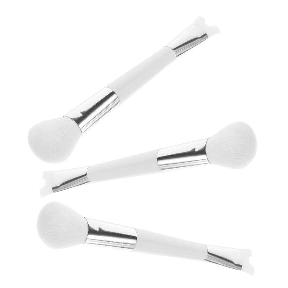 Conjunto de 3 Pincéis de Maquiagem para Mulheres, Pincel de Blush de Dupla Face, Cerdas Macias, Pincel em Forma de U para Contorno do Nariz