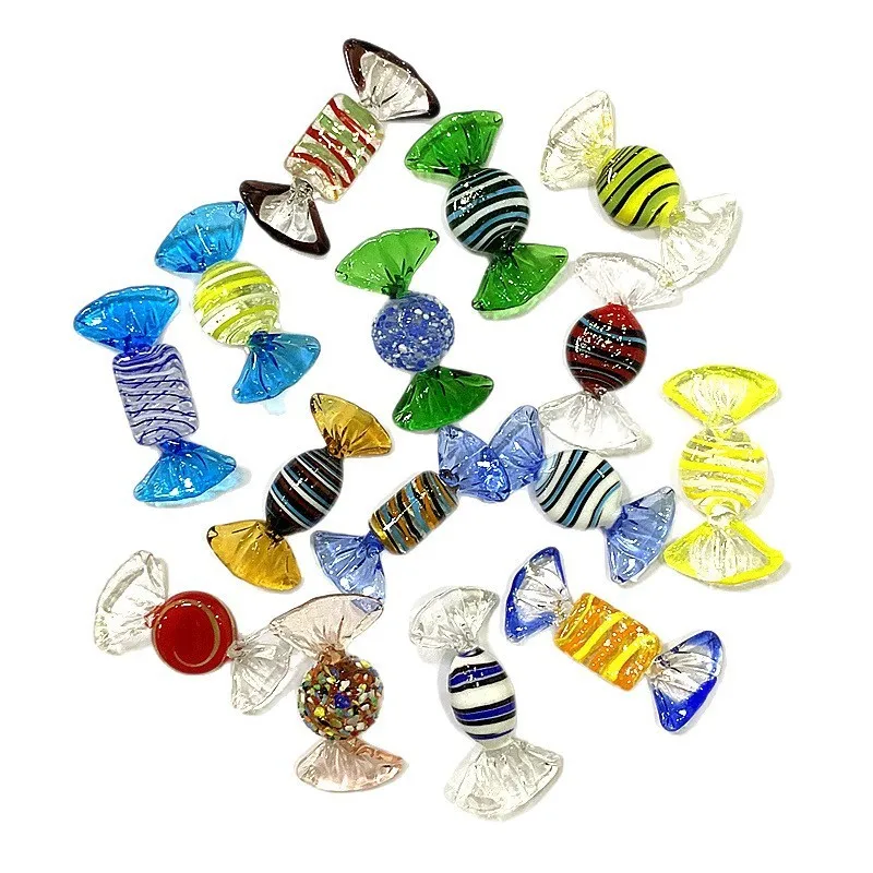 Superbe emballage de bonbons en verre de MURANO, 15 pièces, Pop Art, rayé chacun différent! Décoration de Table, décoration de maison, cadeaux de
