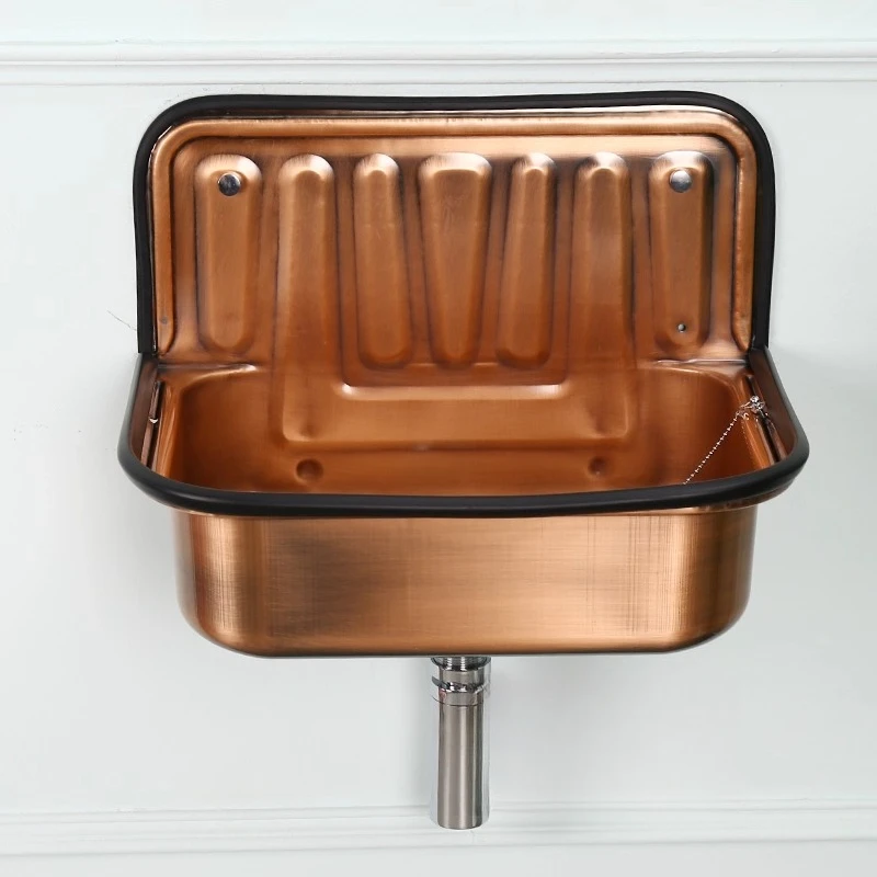 2026hot sell European Style Wash Basin Vintage Red Copper Plated Nostalgic Hanging Basin Bathroom Sink Model Room Wash Face