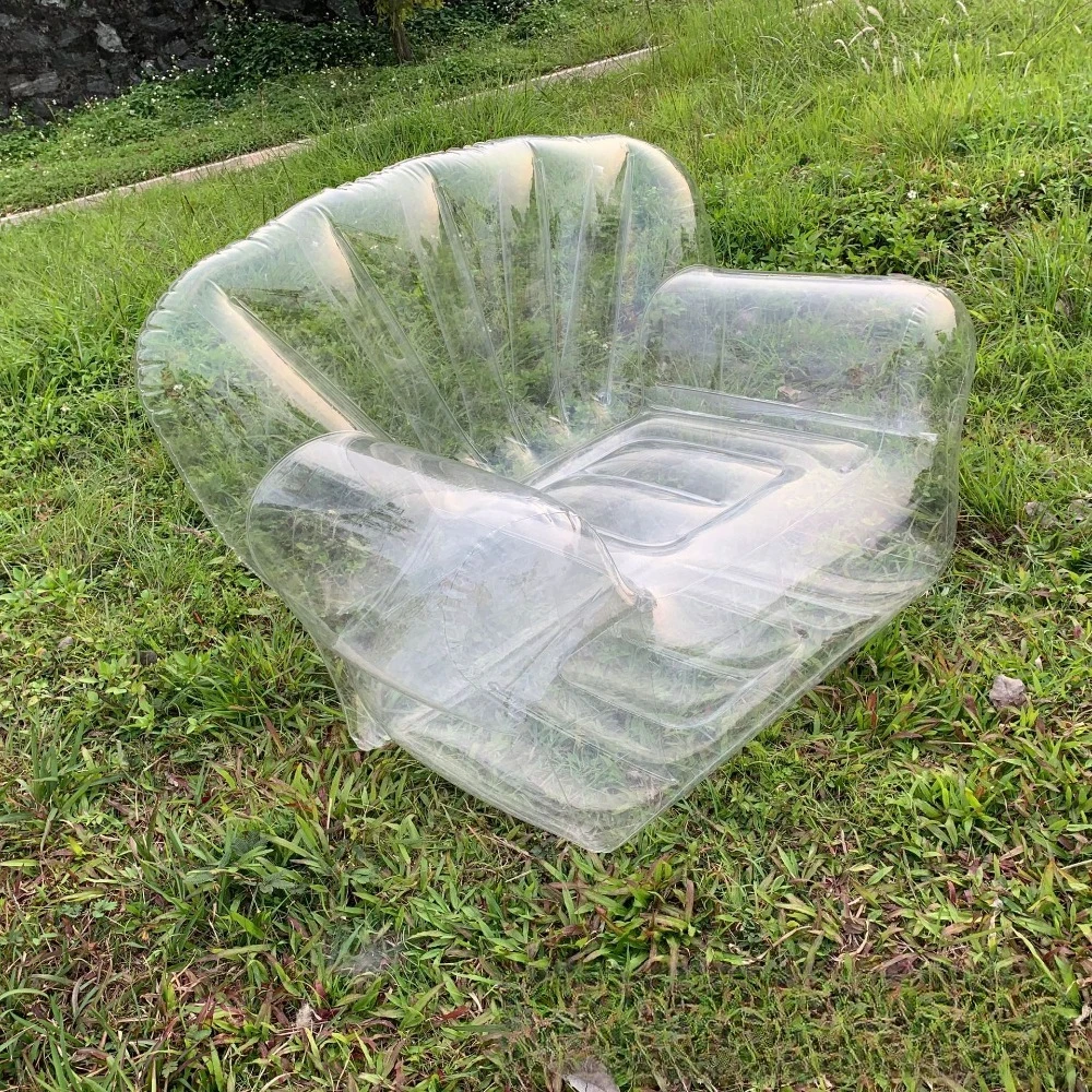 Inflatable Transparent PVC Sofa Single Seat Lazy Recliner Doll Stool for Camping Portable 70cm 85cm 110cm Options Available