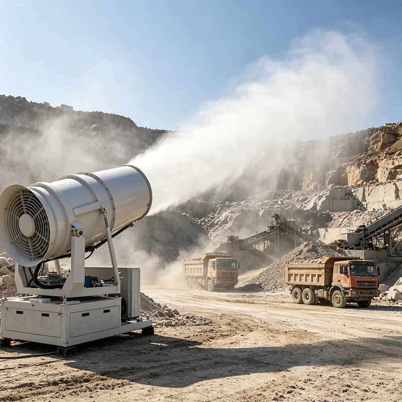 Fog Cannon Machine 50M Mobile Hydraulic Rotating Mist Cannon for Open‑Air Industrial Plants