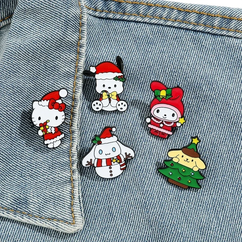 Hello Kitty Metal Badges Disney Anime Cartoon Character Cinnamoroll Cute Pins Backpack Clothing Brooch Christmas Gift brooch