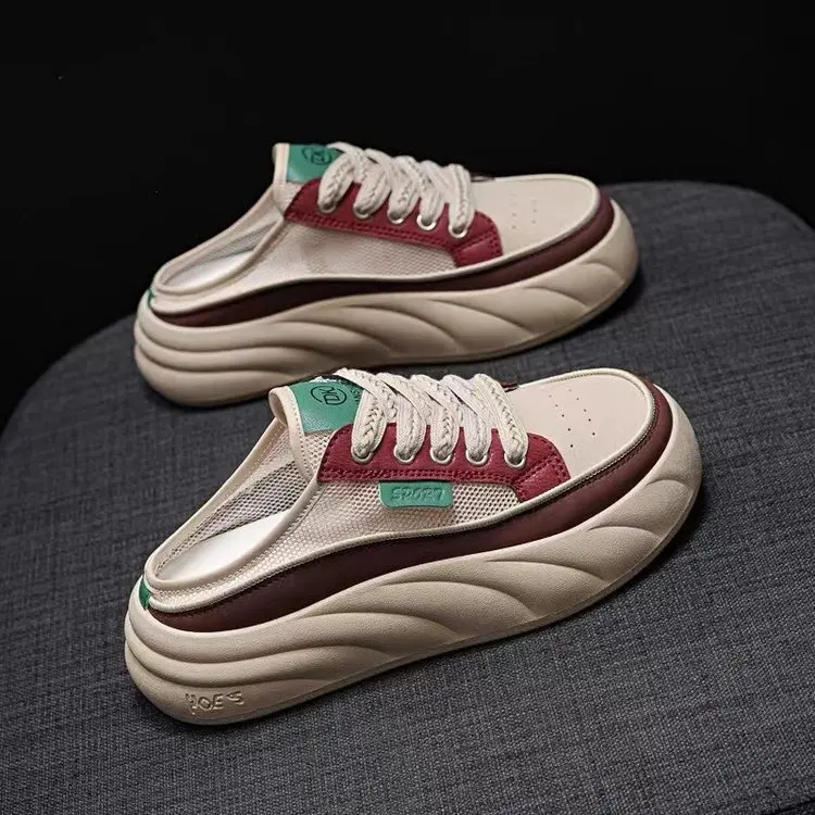 

Summer Breathable Half Drag Women's White Shoes Thick Soled Casual Women's Sandals