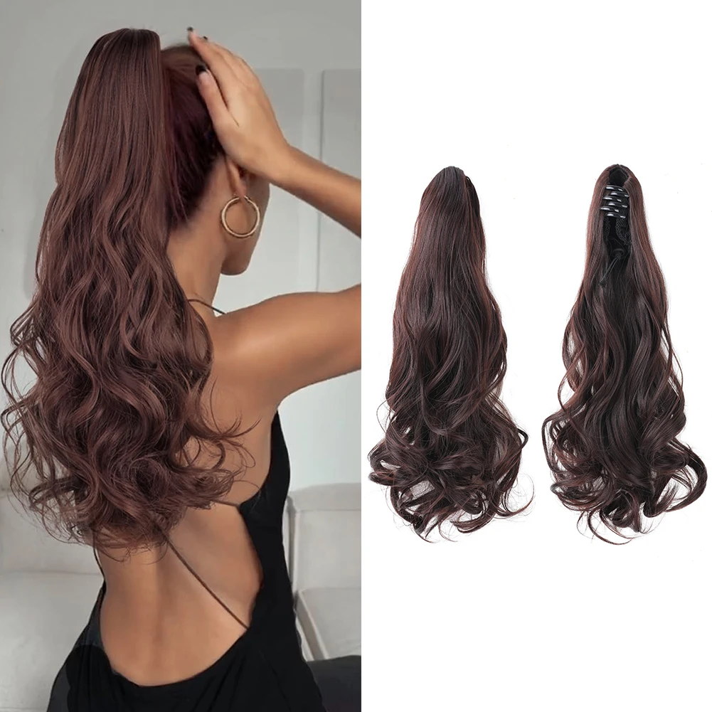 Extension de queue de cheval synthétique bouclée pour femme, pince à griffe ondulée, faux cheveux longs naturels, extensions de cheveux, T64.03 utilisation