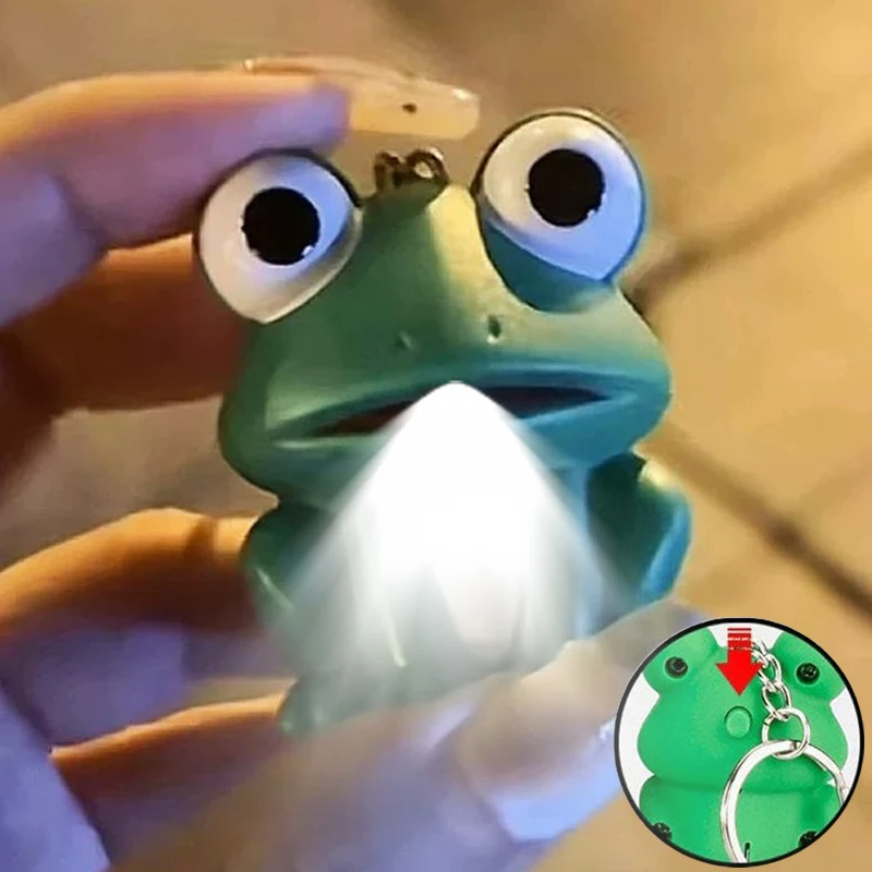 1/2/3pcs Funny Mini Frog LED Sounding Keychains Pendants with Personalized and Creative Luminous Flashlight Key Chain Gifts