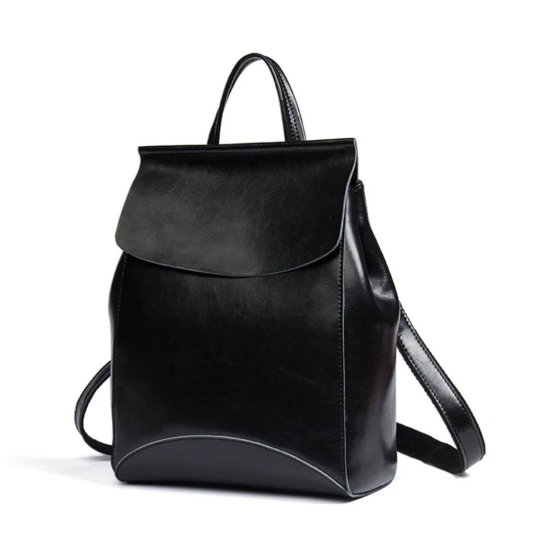 2025 Summer New European American Retro Genuine Leather Solid Color Backpack Women Double Shoulder Bag Stitched