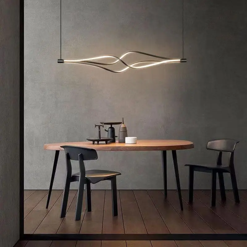 Modern Led Pendant Lights Chandelier Gold Wave Lampadario Lamp Dinning Room Bedroom LivingRoom Kitchen Hanging Pendant Lamp