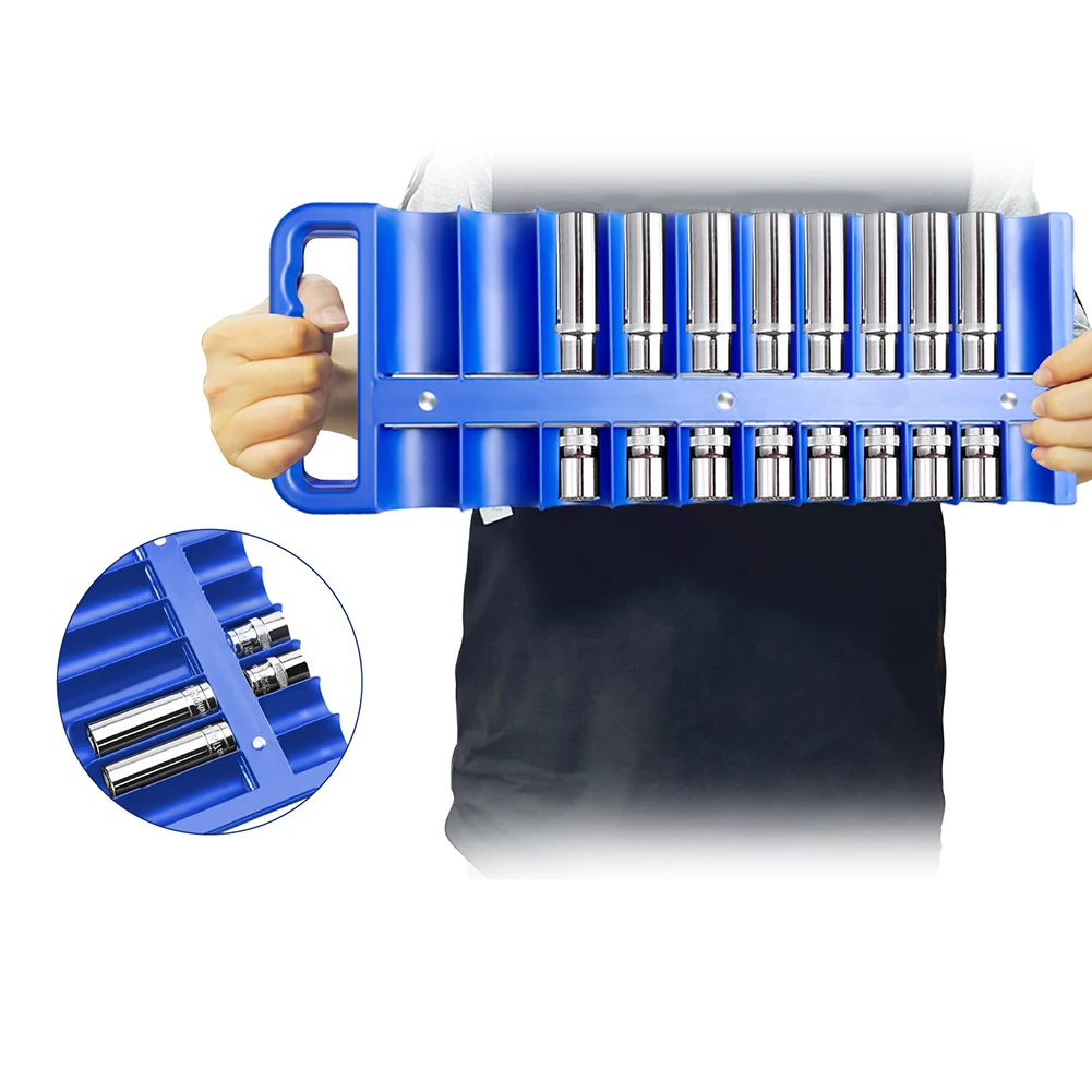 

1pc Magnetic Socket Organizer 1/4 3/8 1/2 Inch Socket Clip Rail Holder Socket Sliding Stand Sleeve Rail Rack Tool For Deep Socke